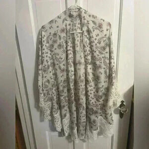 $78 Victorias Secret Dream Angeles Floral Lace Satin Kimono Robe Coverup M/L